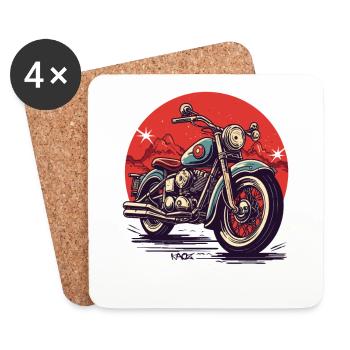 Großes Chopper-Motorrad - Untersetzer (4er-Set) - Weiß - Vorne
