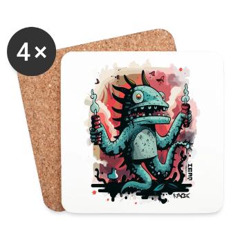 Dynamit-Kerzen und ein verrücktes Monster - Untersetzer (4er-Set) - Weiß - Vorne