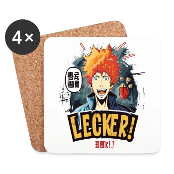 Lecker Anime-Essen mit verrücktem Typen - Untersetzer (4er-Set) - Weiß - Vorne