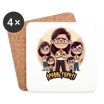 Pupils and teachers: School is annoying - Coasters (set of 4) - white - Front