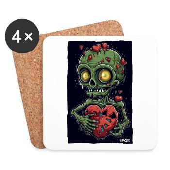 little green alien zombie with big heart - Coasters (set of 4) - white - Front