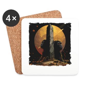 Affen und Monolith: Science-Fiction - Untersetzer (4er-Set) - Weiß - Vorne