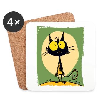 The Coolest Funny Cat - Coasters (set of 4) - white - Front