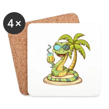 Schlange Kobra Sommer Strand Urlaub - Untersetzer (4er-Set) - Weiß - Vorne