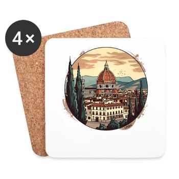 Florence, Italie : culture et beauté - Dessous de verre (lot de 4) - blanc - Devant