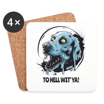 Zombie Hell Dog Au diable avec toi - Dessous de verre (lot de 4) - blanc - Devant