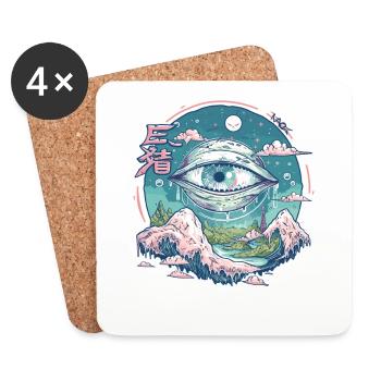 La beauté de la nature et un grand œil dans le ciel - Dessous de verre (lot de 4) - blanc - Devant