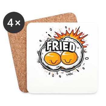 Kawaii Happy Fried Eggs - Coasters (set of 4) - white - Front