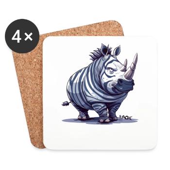 drôle de rhinocéros déguisé en gros zèbre - Dessous de verre (lot de 4) - blanc - Devant