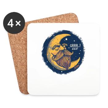 Sleeping moon in starry sky - Coasters (set of 4) - white - Front