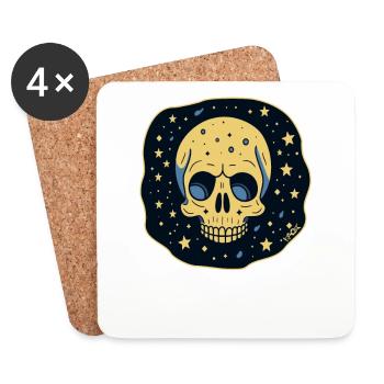 Funny skull with stars in the sky - Coasters (set of 4) - white - Front