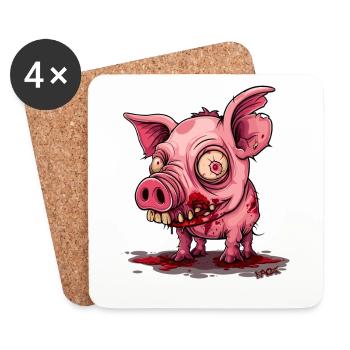 Horror Monster Baby Zombie Pig - Coasters (set of 4) - white - Front