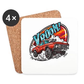 Monster Truck Drag Race Muscle Car - Dessous de verre (lot de 4) - blanc - Devant
