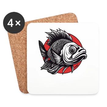 Le poisson en colère - Dessous de verre (lot de 4) - blanc - Devant