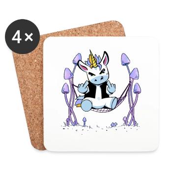 Licornes Licorne Hamac - Dessous de verre (lot de 4) - blanc - Devant