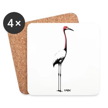 Elegant crane or stork - Coasters (set of 4) - white - Front