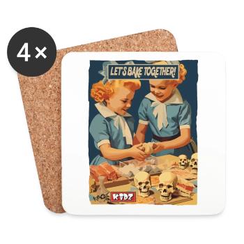 Girls baking together in the 1950s - Coasters (set of 4) - white - Front