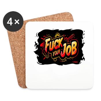 F*** Deinen Job - Untersetzer (4er-Set) - Weiß - Vorne