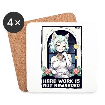 Cat Girl : le travail acharné n’est pas récompensé - Dessous de verre (lot de 4) - blanc - Devant