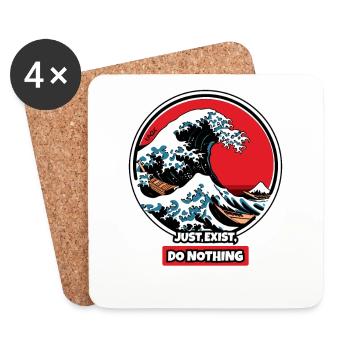 Wave of Wisdom: Just Exist, Do Nothing - Coasters (set of 4) - white - Front