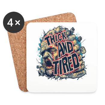 Brain-Face: Fat and Tired - Coasters (set of 4) - white - Front