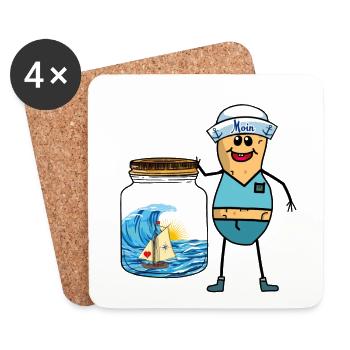 cacahuètes marins marins bateau navire marins - Dessous de verre (lot de 4) - blanc - Devant