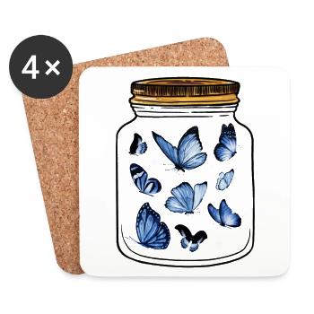 Papillons Insectes Zoologie Insecte - Dessous de verre (lot de 4) - blanc - Devant