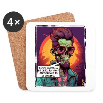 Funny Skull: Skeleton Life Help - Coasters (set of 4) - white - Front