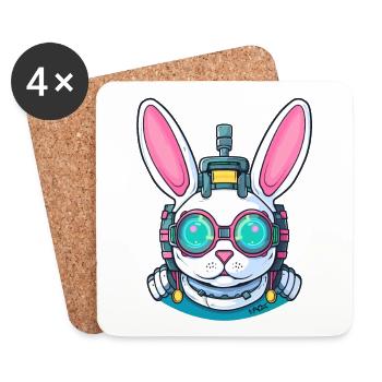 Ein lustiger Cyborg-Hase - Untersetzer (4er-Set) - Weiß - Vorne