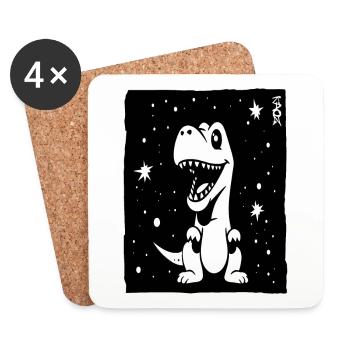 Einige Sterne und ein niedlicher Dino - Untersetzer (4er-Set) - Weiß - Vorne