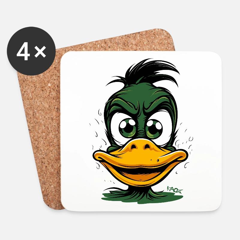 Eine grüne wütende Ente - Untersetzer (4er-Set) - Weiß