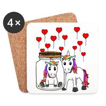 Licornes chagrin d’amour rupture Saint-Valentin - Dessous de verre (lot de 4) - blanc - Devant