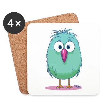Ein seltsamer kleiner Vogel in Bonbonfarben - Untersetzer (4er-Set) - Weiß - Vorne