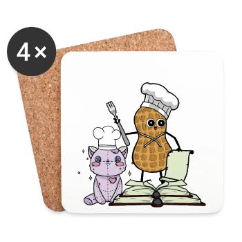 ERDNUSS KOCH FREUNDE KOCHEN - Untersetzer (4er-Set) - Weiß - Vorne