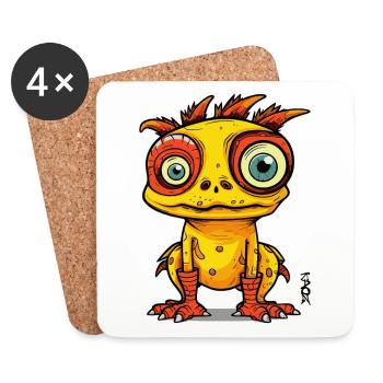 Fantasy Cartoon Monster Creature - Coasters (set of 4) - white - Front