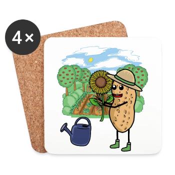Peanut, Gardener, Gardening, Sunflower, Nature - Coasters (set of 4) - white - Front