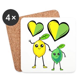 Citron, Citron, Fruits, Fruits, Fruits, Citron - Dessous de verre (lot de 4) - blanc - Devant