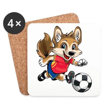 Football Espagne Chien Animal Football Fan Team - Dessous de verre (lot de 4) - blanc - Devant