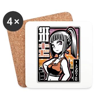 Anime Fille de la ville coquine - Dessous de verre (lot de 4) - blanc - Devant