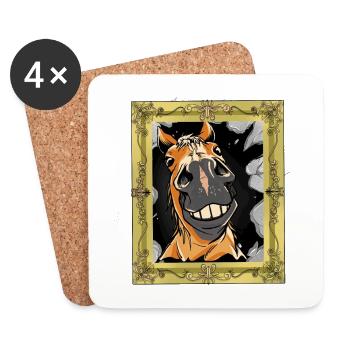 Horse Head Horse Horse Horse Horse Stallion - Coasters (set of 4) - white - Front