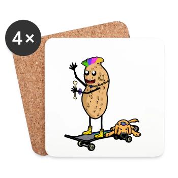 Peanut Dog Dog Skater Punker Junior - Dessous de verre (lot de 4) - blanc - Devant