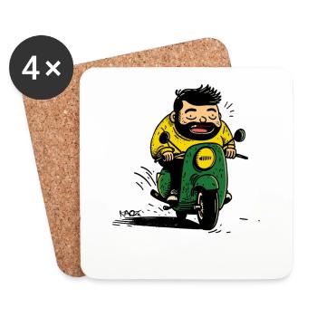 Buddy, der König des Moped-Rollers, Biker - Untersetzer (4er-Set) - Weiß - Vorne