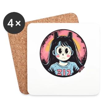 Dessin animé La fille drôle moyenne - Dessous de verre (lot de 4) - blanc - Devant