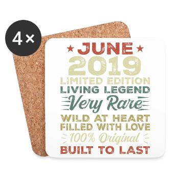 Juni 2019 Geburtstag Juni 2019 Geschenk Juni 2019 - Untersetzer (4er-Set) - Weiß - Vorne