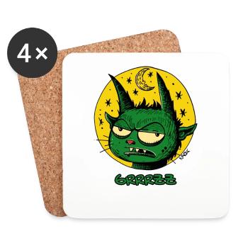A Green Sleeping Leprechaun with Moon and Stars - Coasters (set of 4) - white - Front