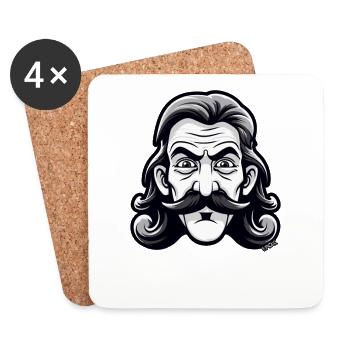 Schnurrbart Mann mit Nacken-Matte Vokuhila - Untersetzer (4er-Set) - Weiß - Vorne