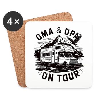 Oma und Opa on Tour Wohnmobil - Untersetzer (4er-Set) - Weiß - Vorne