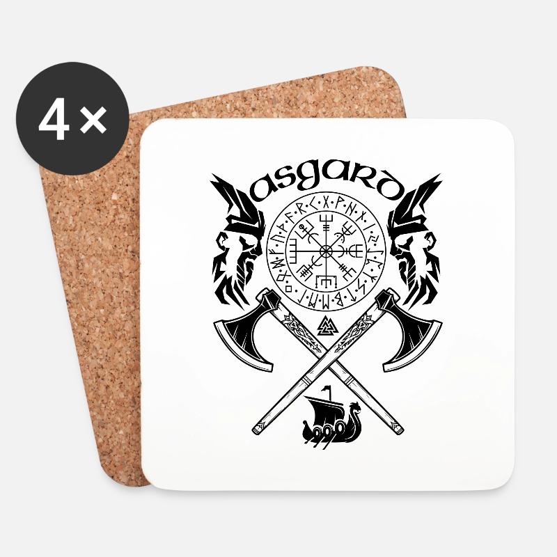 Asgard-VIKING-Wikinger SYMBOLE-WIKINGER RUNEN - Untersetzer (4er-Set) - Weiß