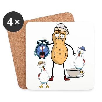 Peanut Early Riser Late Riser Morning Grouch - Coasters (set of 4) - white - Front