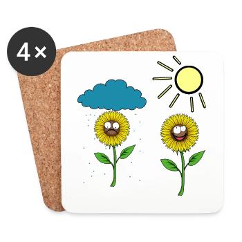 Sunflower Sunflowers Weather Rain Sun Cloud - Coasters (set of 4) - white - Front